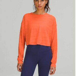 WOMEN Lululemon Muscle Love Long Sleeve Shirt *Tiger Mesh Warm Coral Oversized